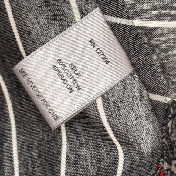 John Mark Gray  Floral Striped Button-Up Blouse tunic Pocket  size medium - Picture 11 of 16